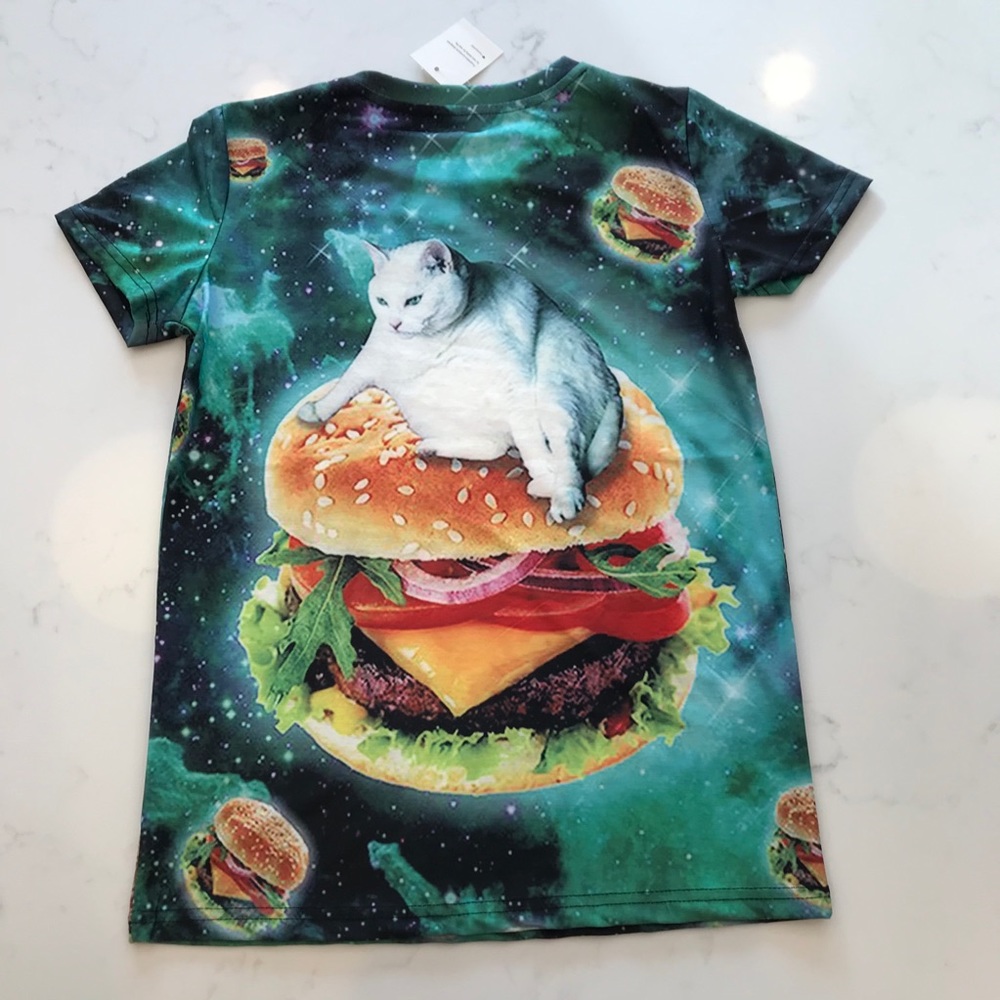 NWT Funny Co Kid 3D T-Shirt Cat Hamburger …